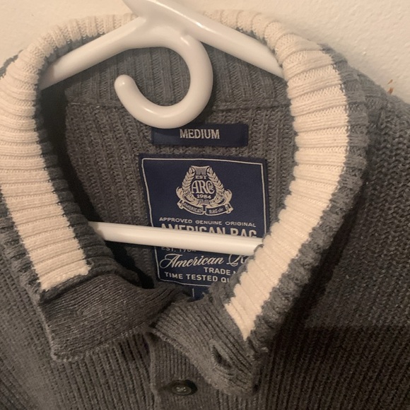 Handsome American Rag Textured Grey Quarter Button Sweater SZ Medium 💪 - Picture 3 of 5